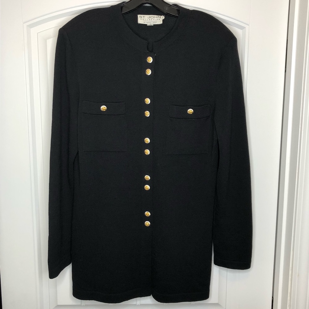 ST. JOHN Black Jacket with Gold Button Detail